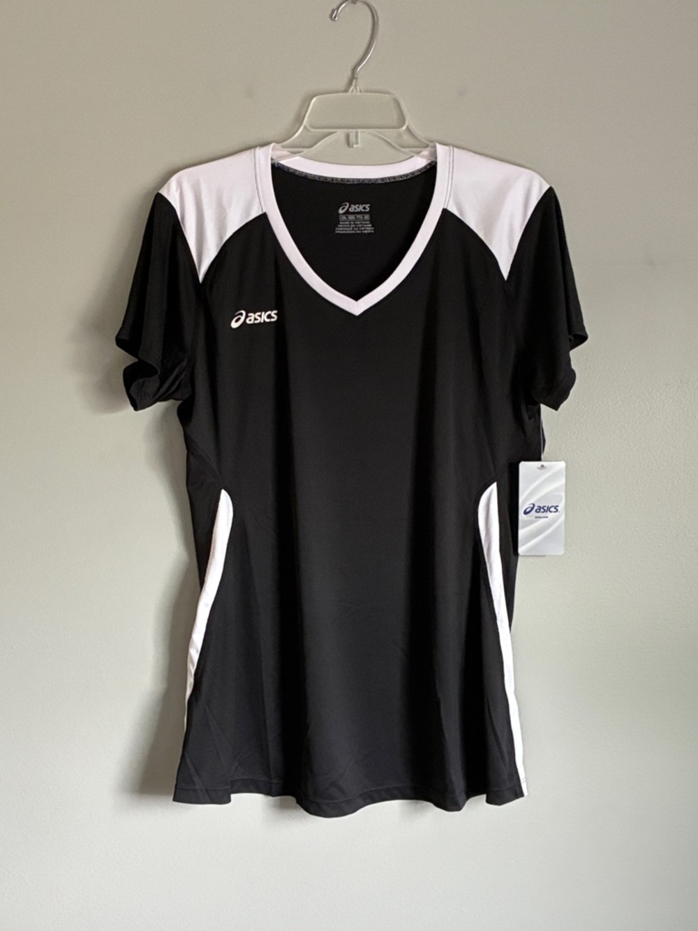 ASICS Black and White V-Neck Sport Tee
